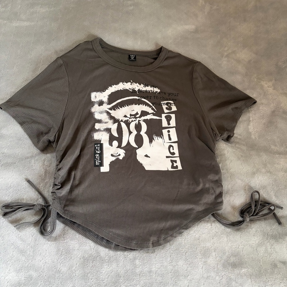 SHEIN Gray Ribbed Tee